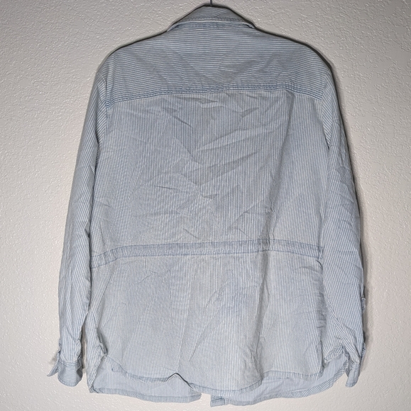 Universal Thread Light Wash Micro Stripe Denim Jean Jacket with Adjustable Waist - Picture 4 of 10